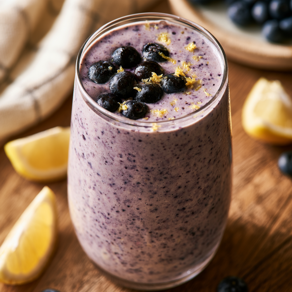 4. Lemon Blueberry Cheesecake Protein Smoothie