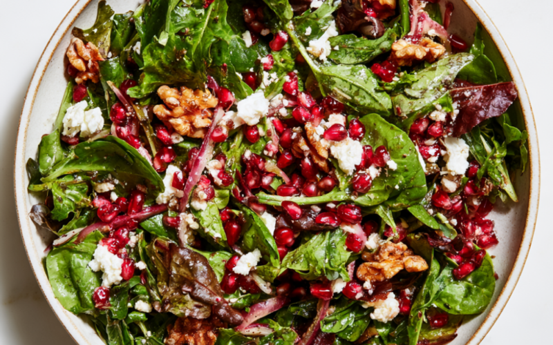 4. Pomegranate & Feta Salad with Mixed Greens