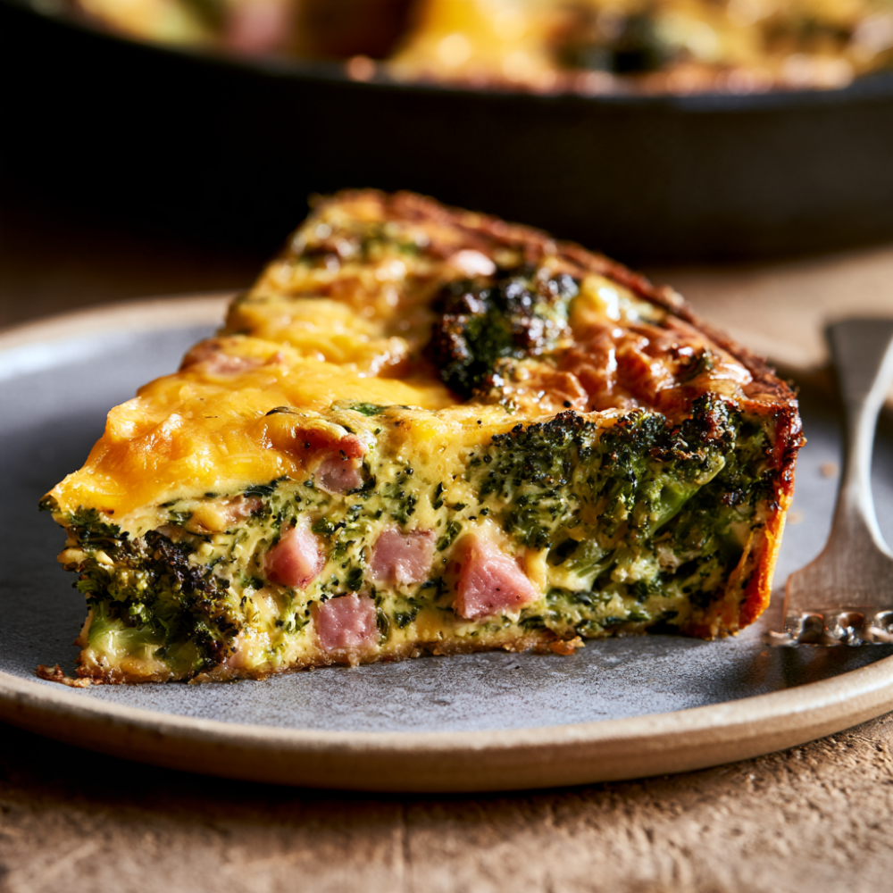 4. Roasted Broccoli & Ham High-Protein Breakfast Quiche
