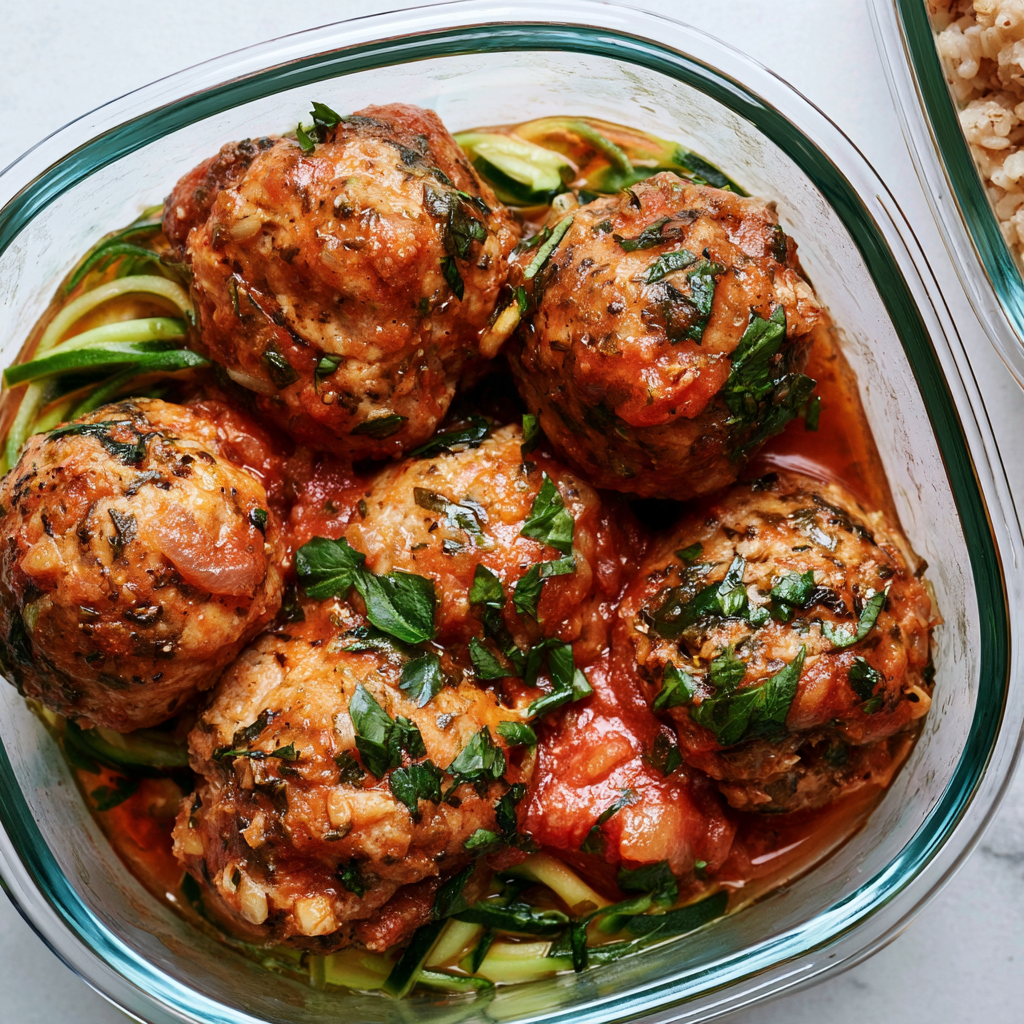 4. Turkey Meatballs with Zucchini Noodles & Marinara