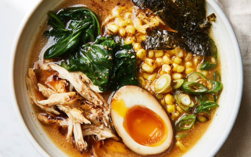 40g Protein Crockpot Ramen with shredded chicken