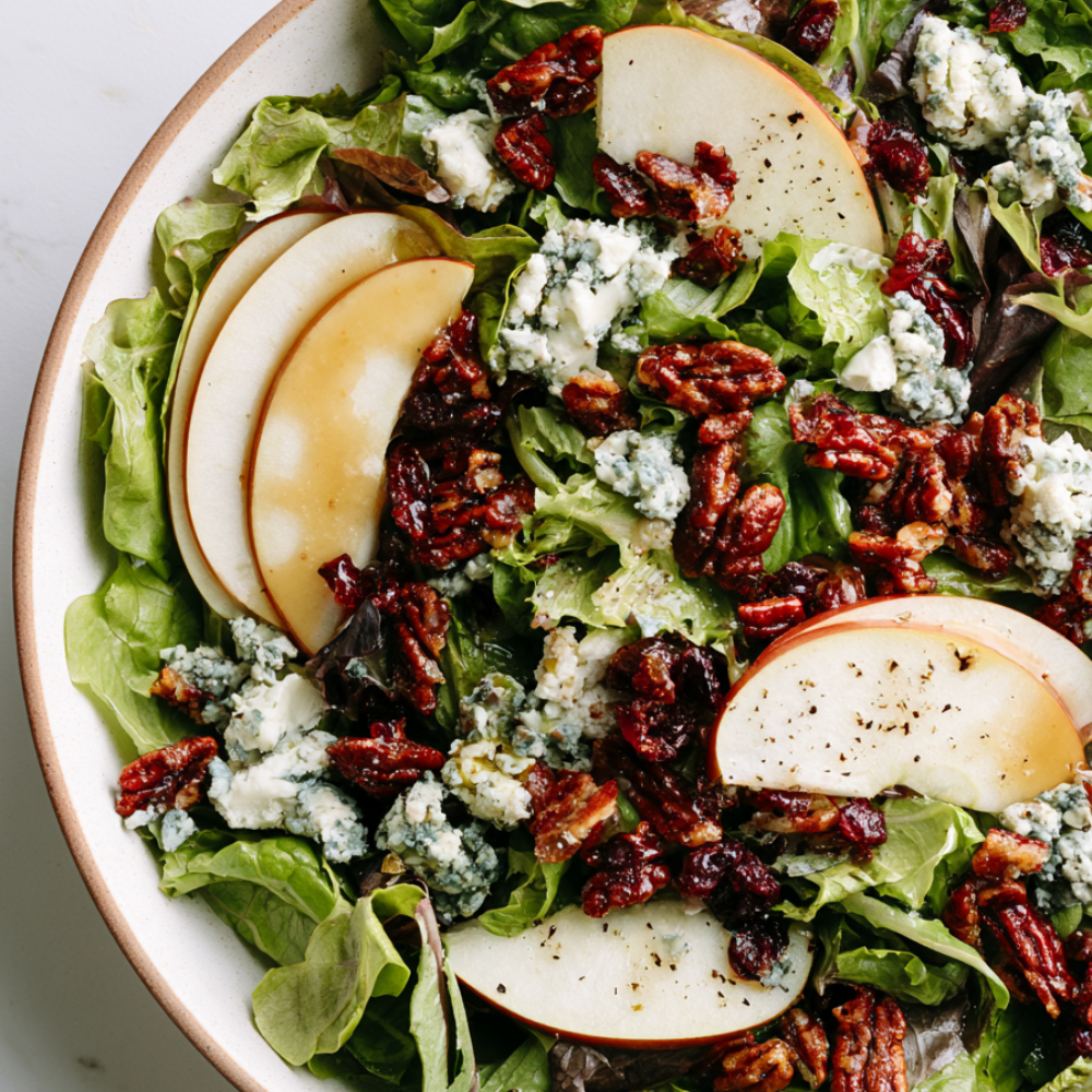 5. Apple & Gorgonzola Salad with Candied Pecans