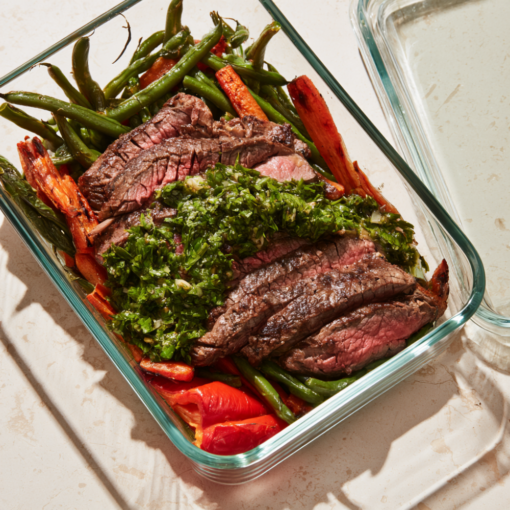 5. Chimichurri Steak & Roasted Veggie Meal Prep