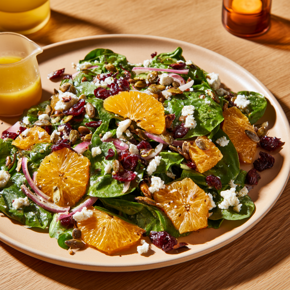 5. Cranberry Orange Spinach Salad with Pepitas