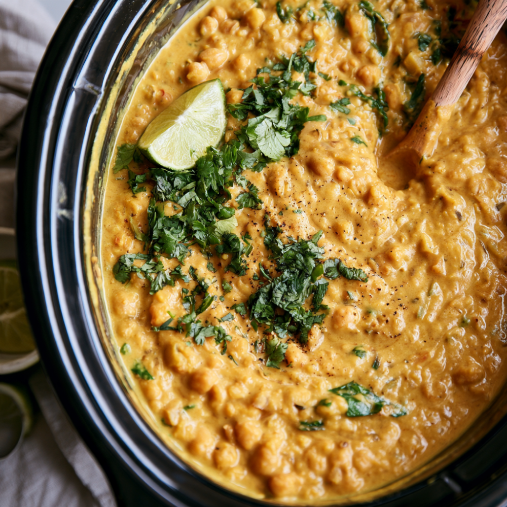 5. Crockpot Coconut Chickpea & Lentil Curry Stew