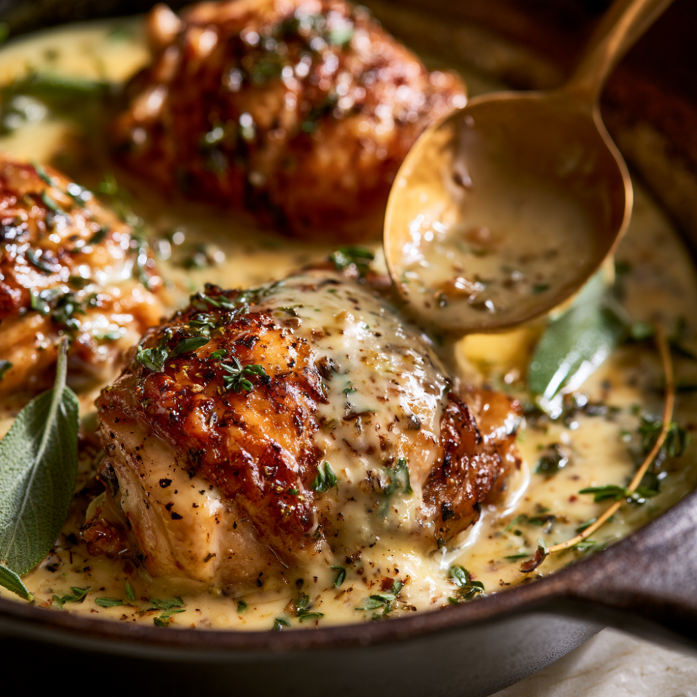 5. One-Skillet Creamy Garlic Butter Chicken with Fall Herbs
