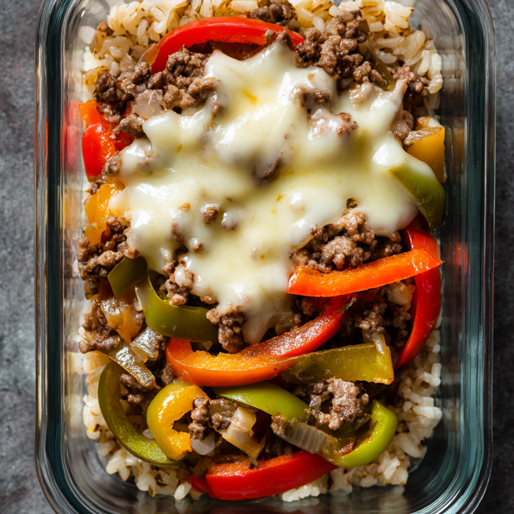 6. Ground Beef Philly Cheesesteak Bowl