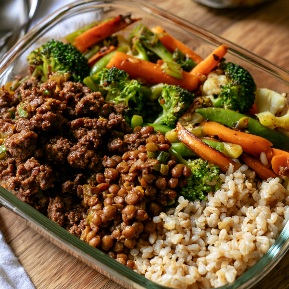 6. Lentil & Beef Protein Bowls