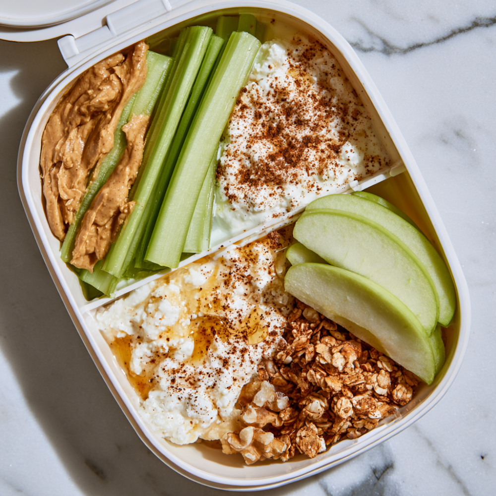 6. Peanut Butter Celery & Cottage Cheese Snack Box