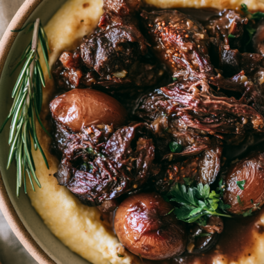 Balsamic Fig & Rosemary Slow Cooker Pot Roast with Creamy Parmesan Polenta