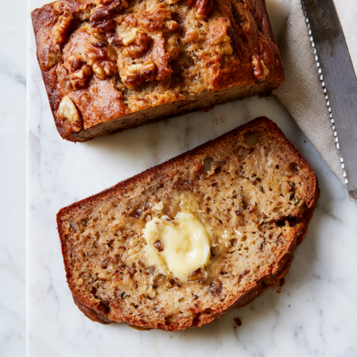 Banana Bread Recipe with 2 Bananas-Slices
