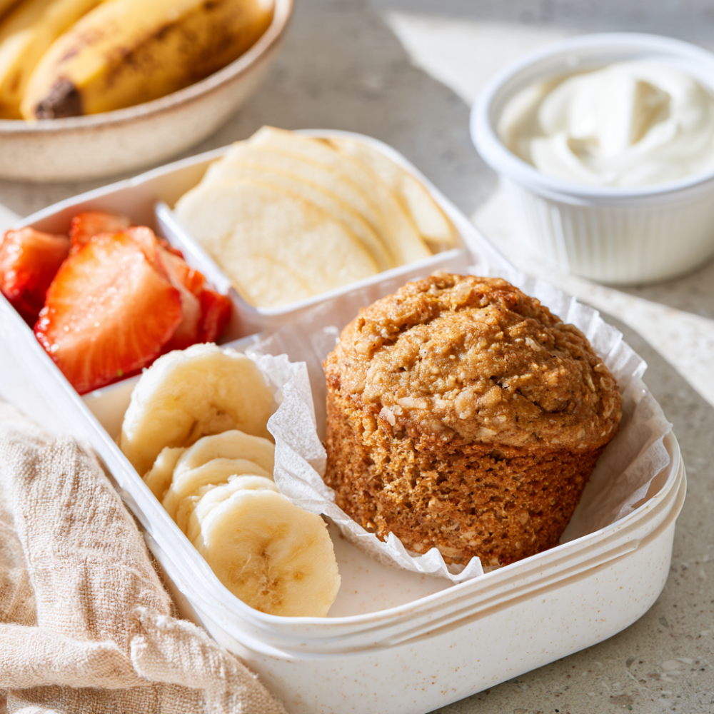 Banana Protein Muffins for lunch box