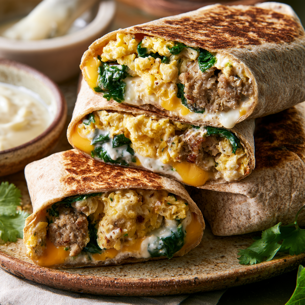 Breakfast Wraps With Turkey Sausage & Eggs Plated