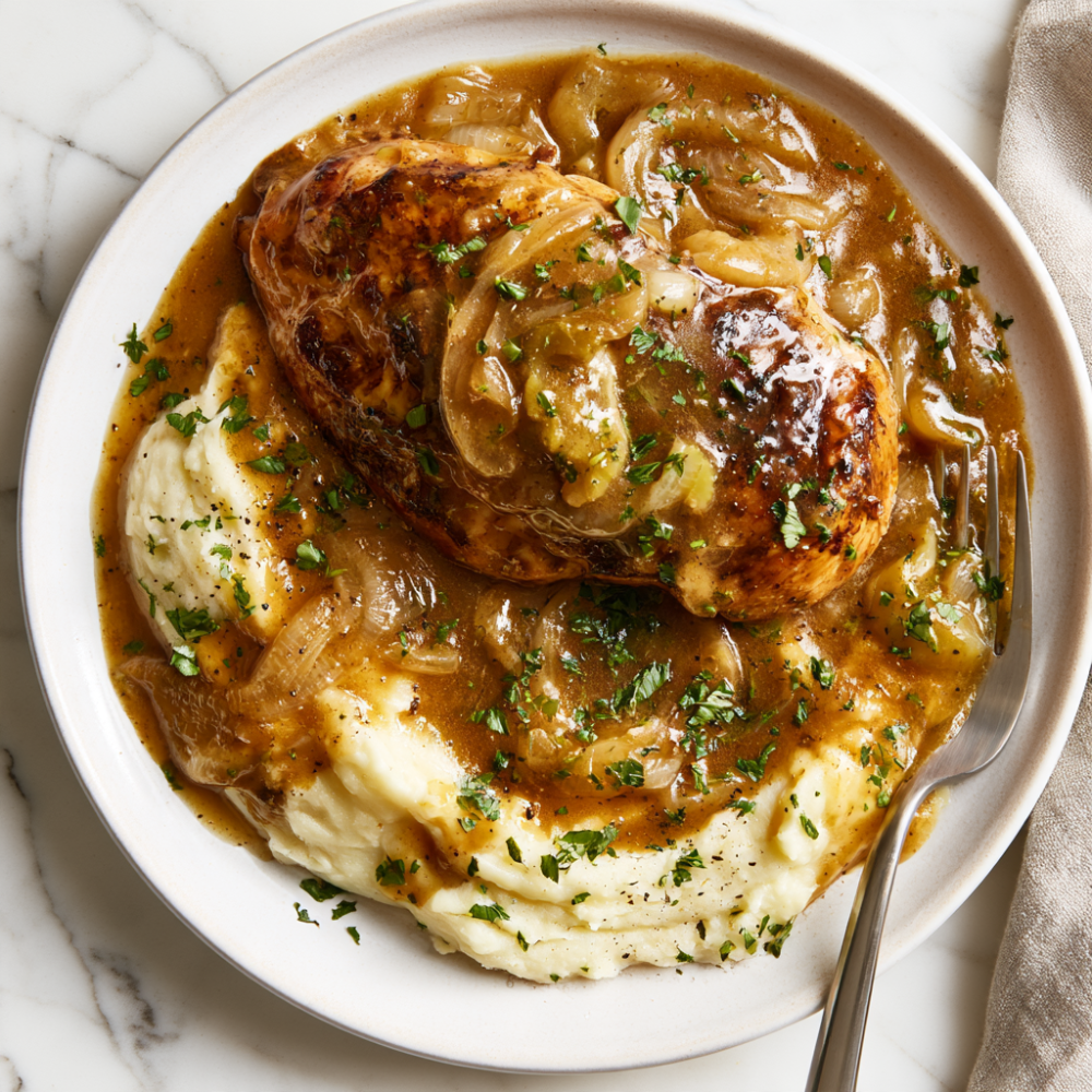 CROCKPOT SMOTHERED CHICKEN -Served