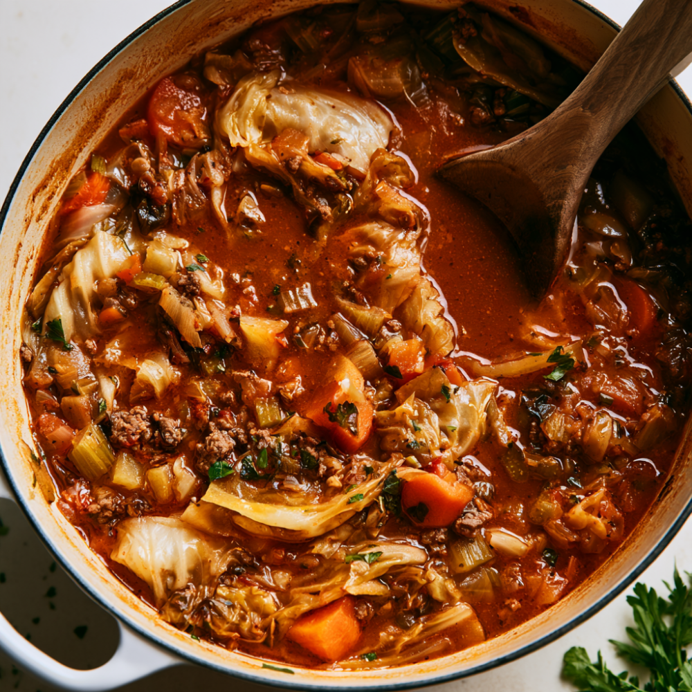 Cabbage Soup with Ground Beef - Dutch Oven
