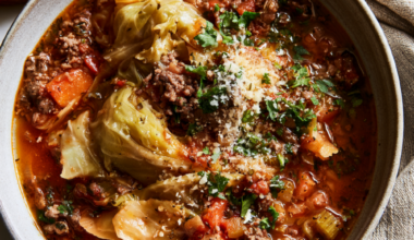 Cabbage Soup with Ground Beef-Served