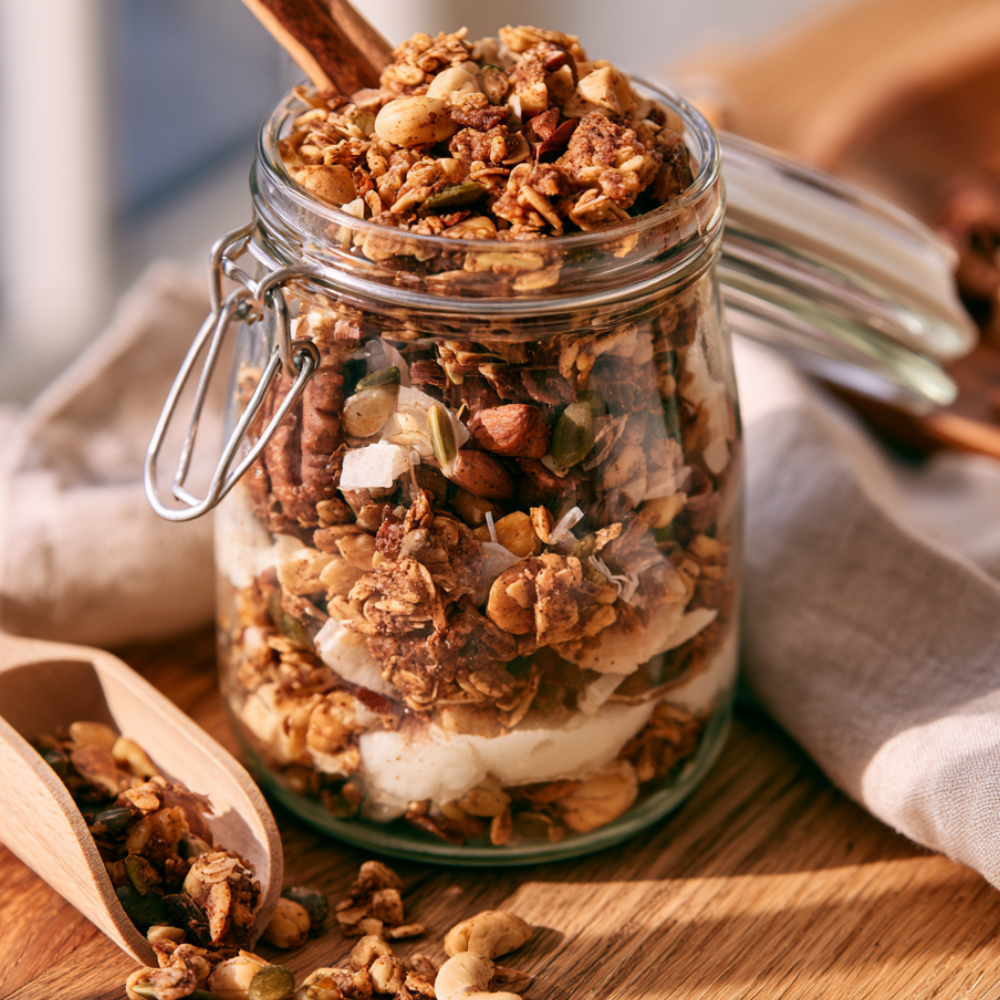 Chai-Spiced Protein Granola Clusters Storage