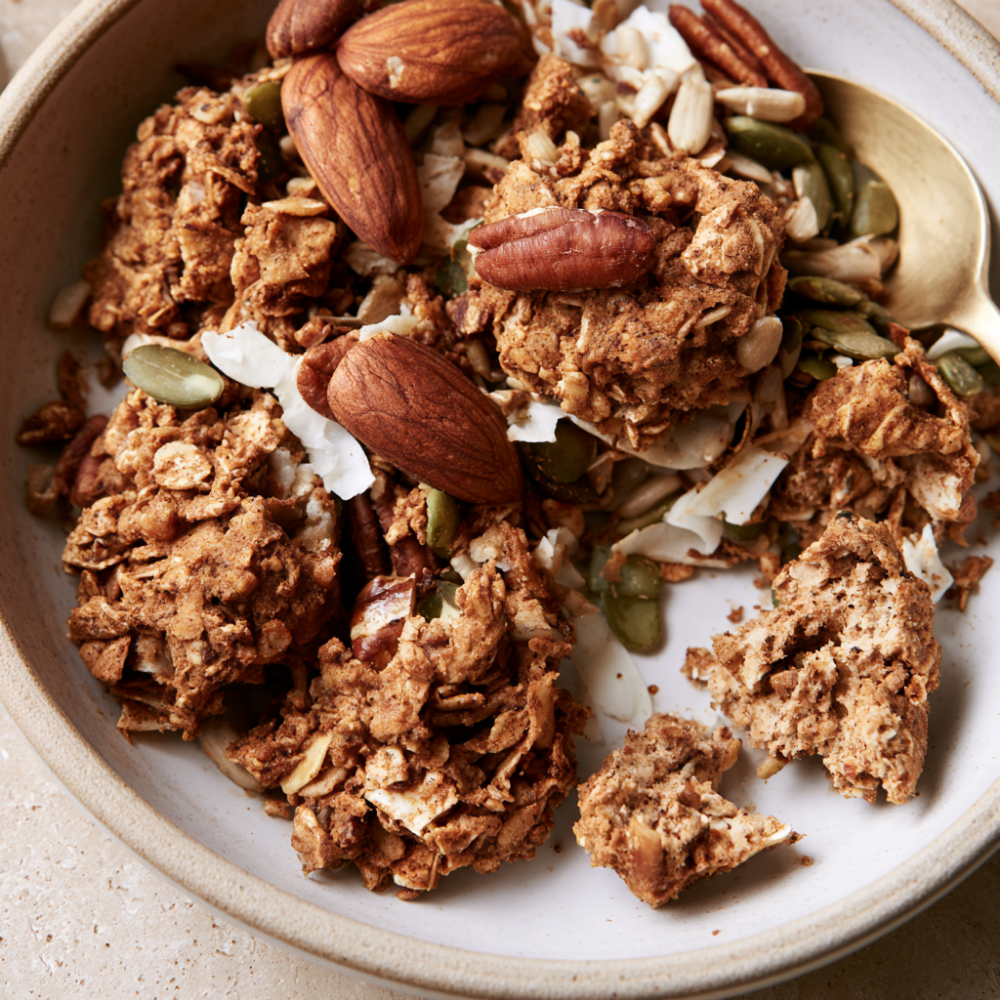 Chai-Spiced Protein Granola Clusters - close up