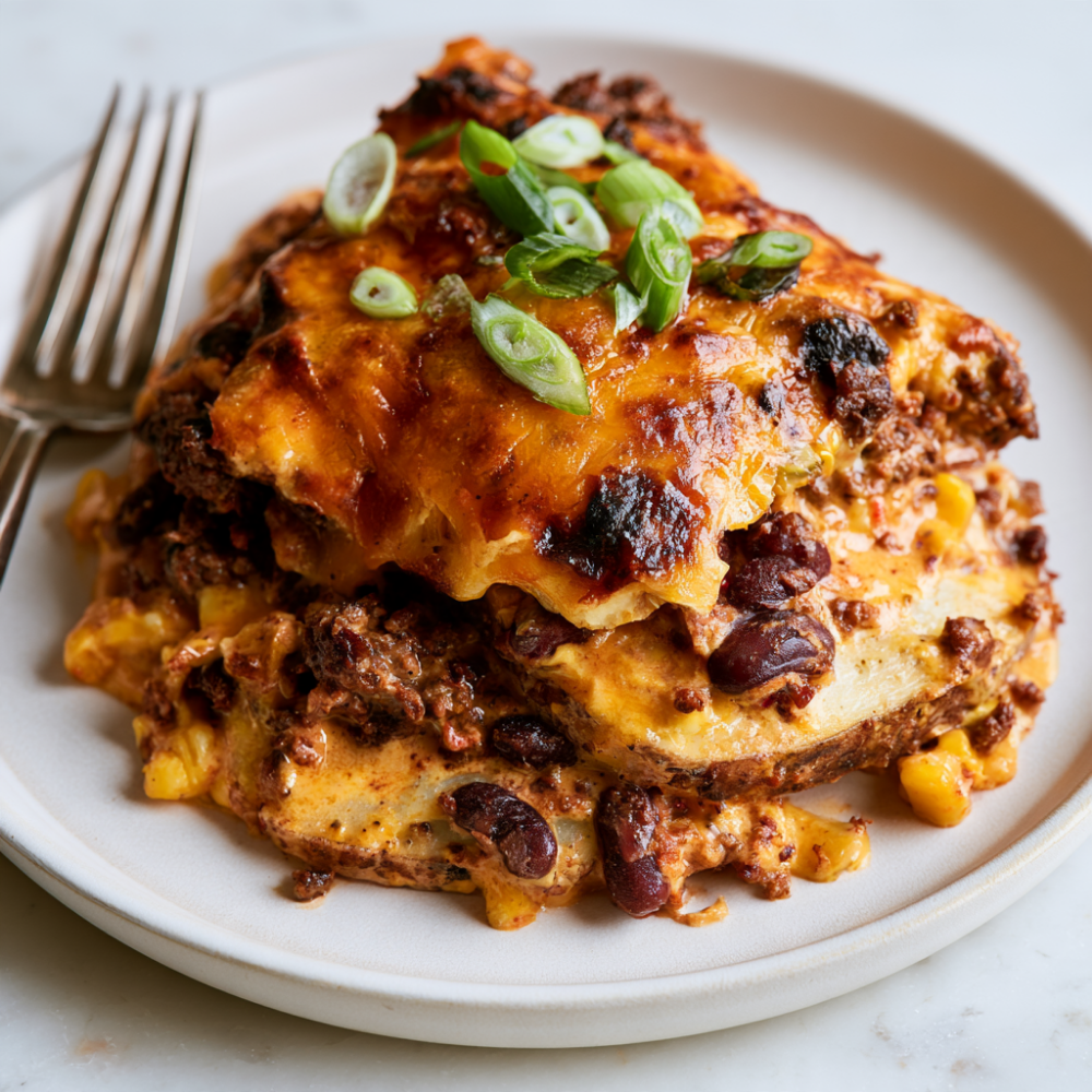 Cheesy Slow Cooker Cowboy Casserole-serving
