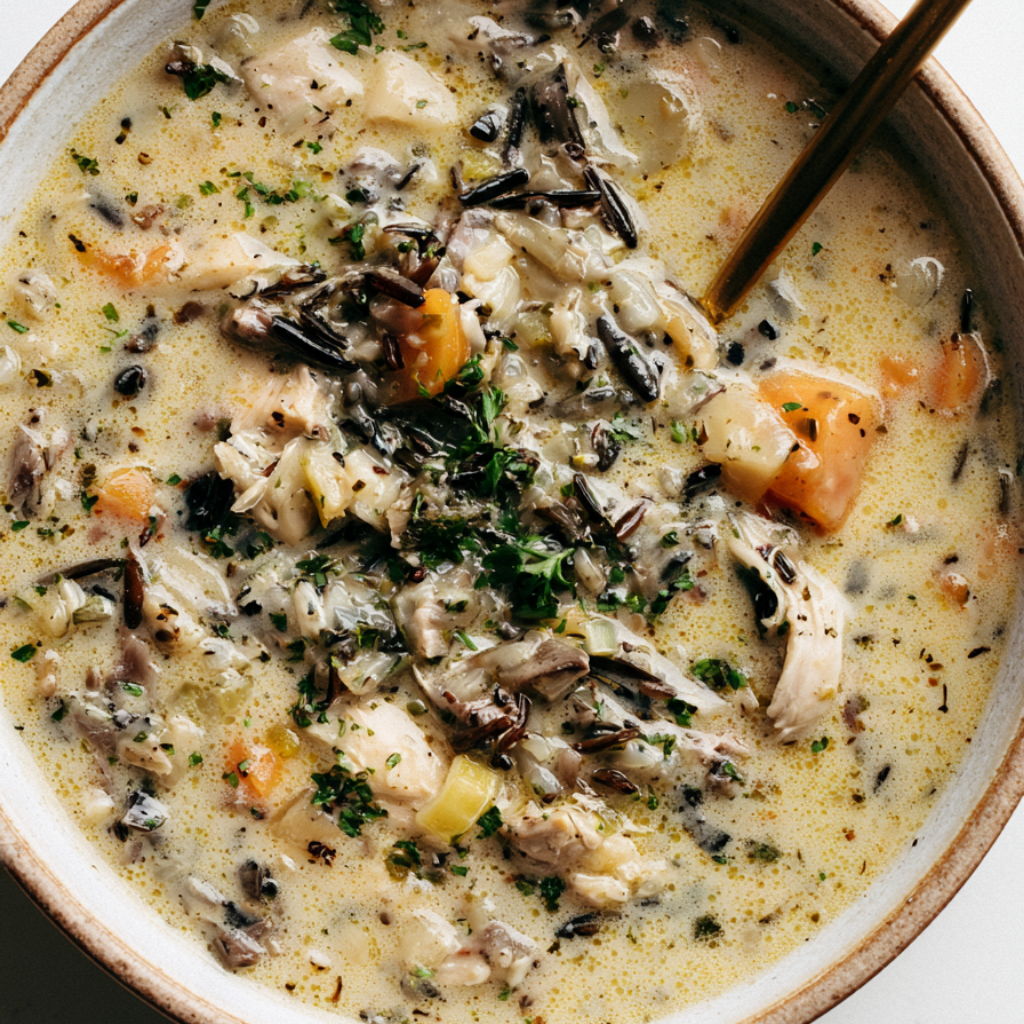 Chicken Wild Rice Soup Crockpot - bowl