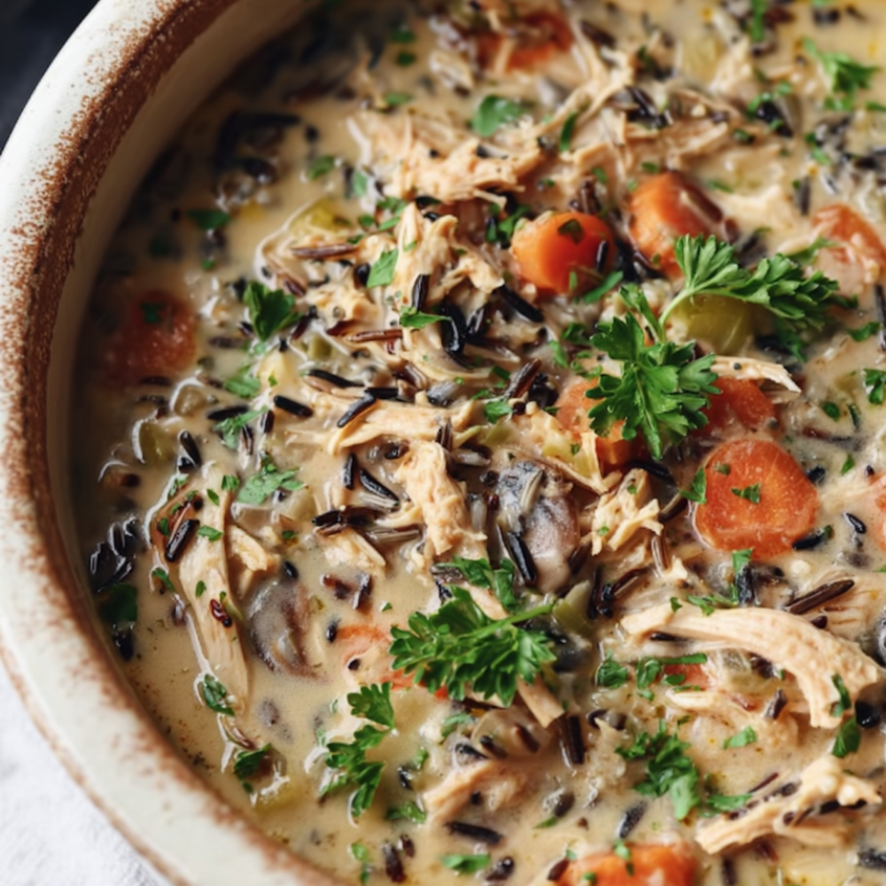 Chicken Wild Rice Soup Crockpot-closeup