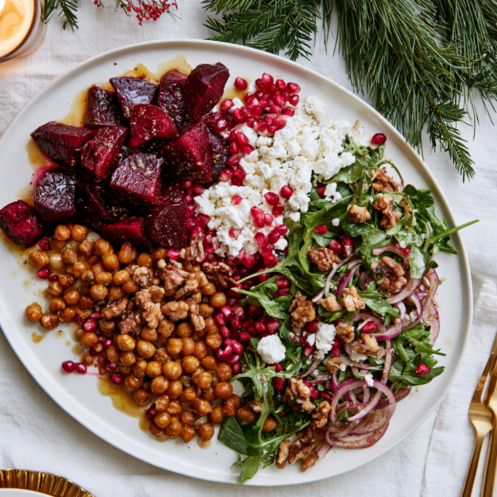 Christmas Beetroot Salad with Crispy Chickpeas and Feta