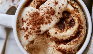 Cinnamon Roll Protein Mug Cake-with Toppings
