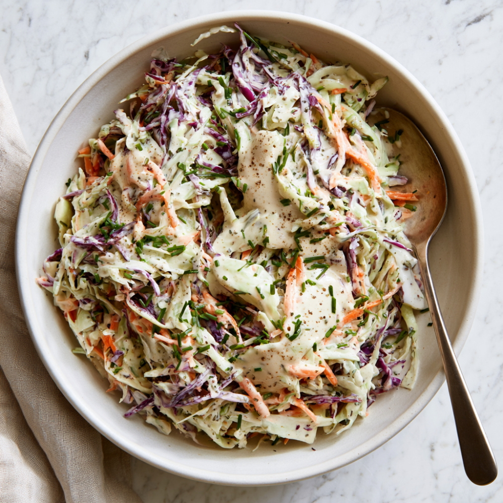 Classic Creamy Coleslaw-Served