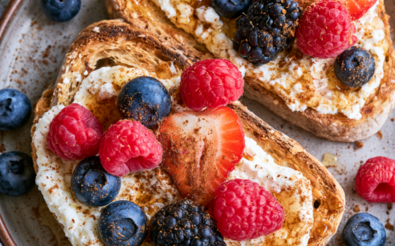 Cottage Cheese Breakfast Toast - sweet toppings