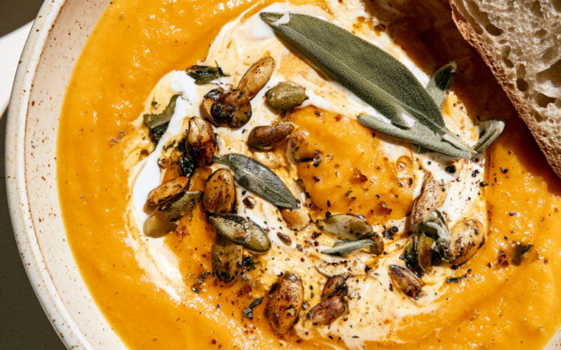 Creamy Crockpot Butternut Squash Soup - Bowl