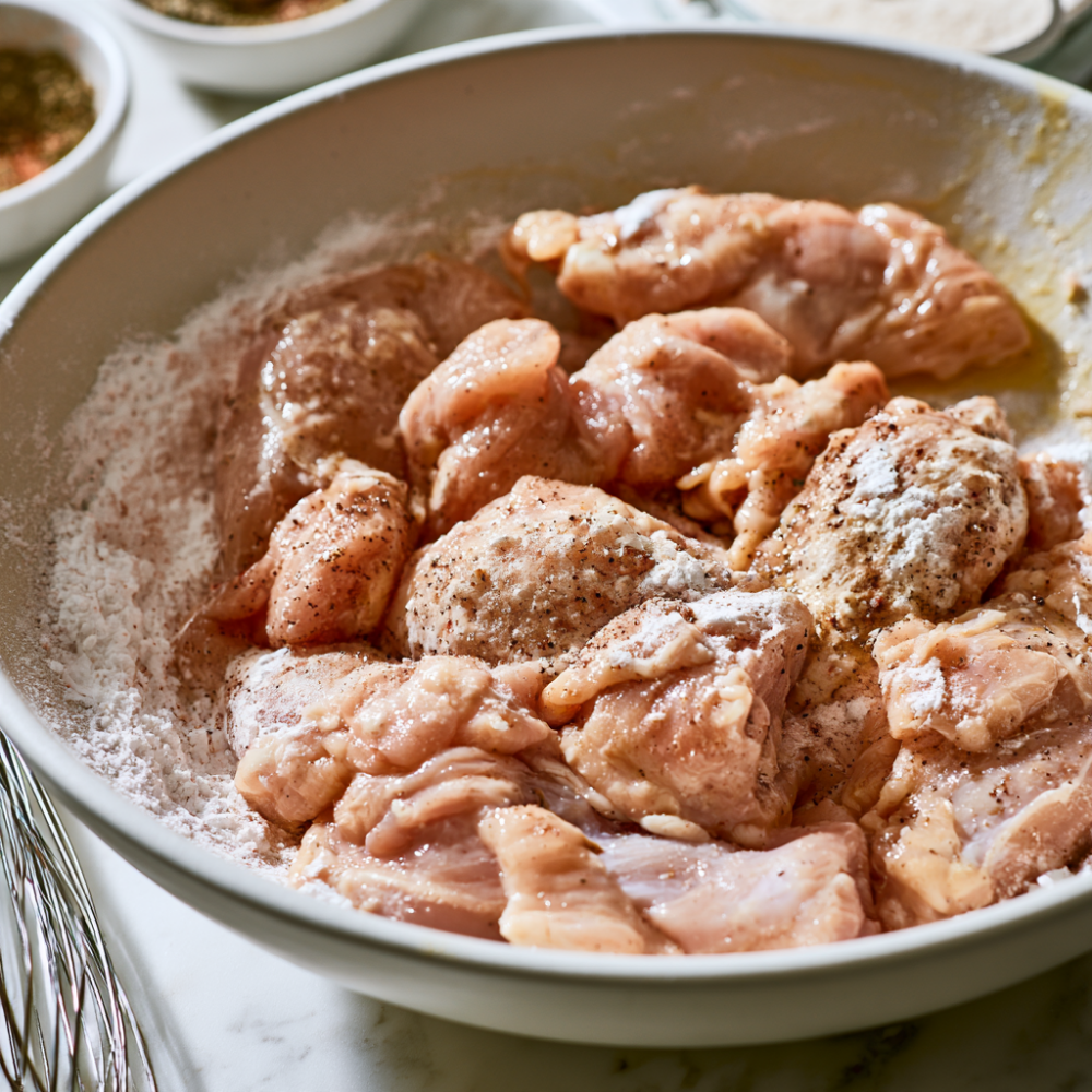 Crispy Honey Garlic Air Fryer Chicken Bites -coating