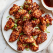 Crispy Honey Garlic Air Fryer Chicken Bites -plated