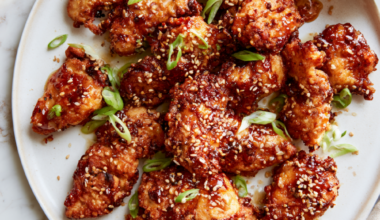 Crispy Honey Garlic Air Fryer Chicken Bites -plated