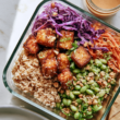 Crispy Tofu & Peanut Sesame Quinoa Crunch Bowls- Quinoa meal prep