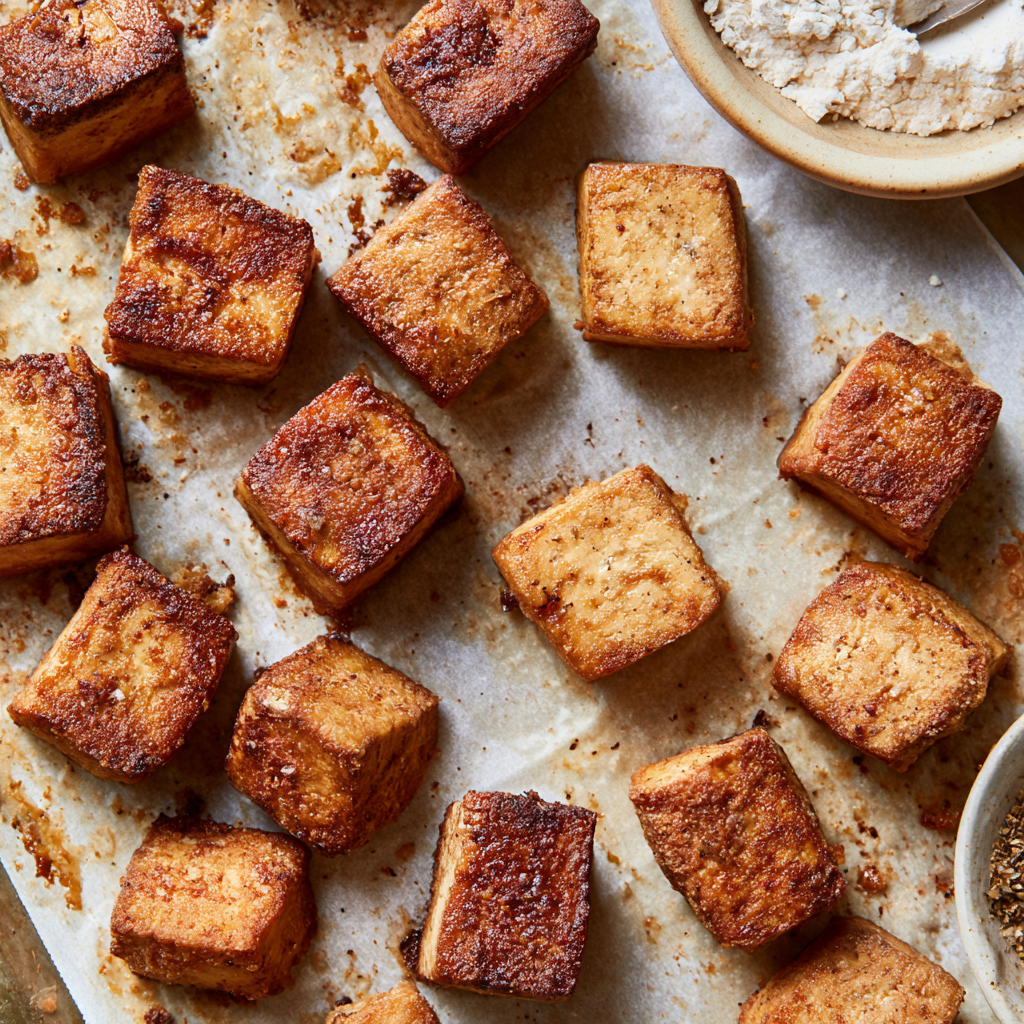 Crispy Tofu & Peanut Sesame Quinoa Crunch Bowls- Quinoa meal prep Crispy Baked Tofu