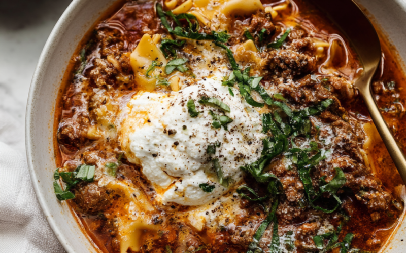 Crock Pot Lasagna Soup-bowl