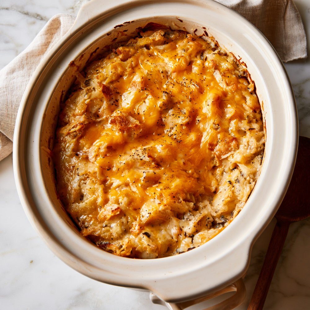 Crockpot Breakfast Recipes-Overnight Hashbrown Breakfast Casserole