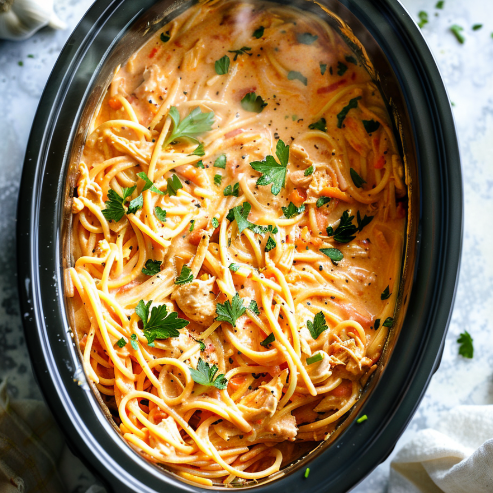 Crockpot Chicken Spaghetti