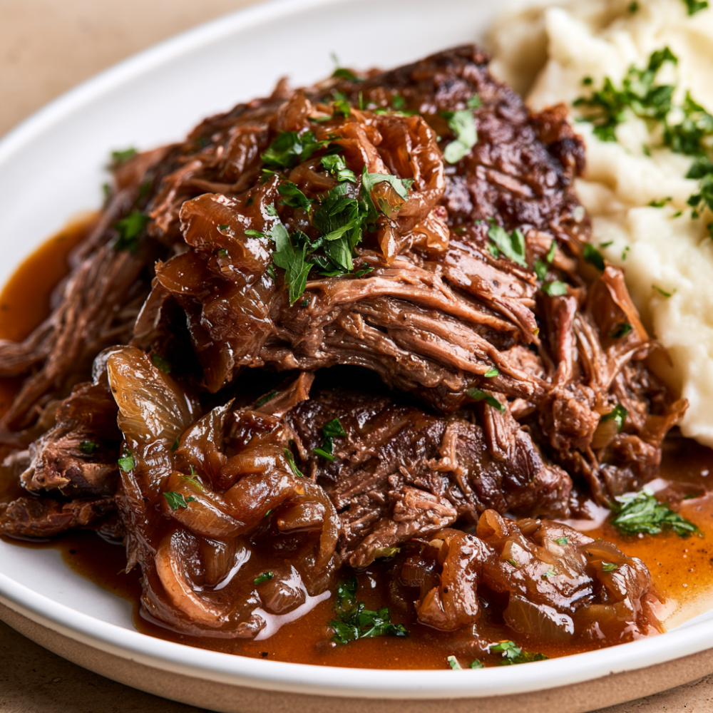 Crockpot French Dip Sandwiches-plated