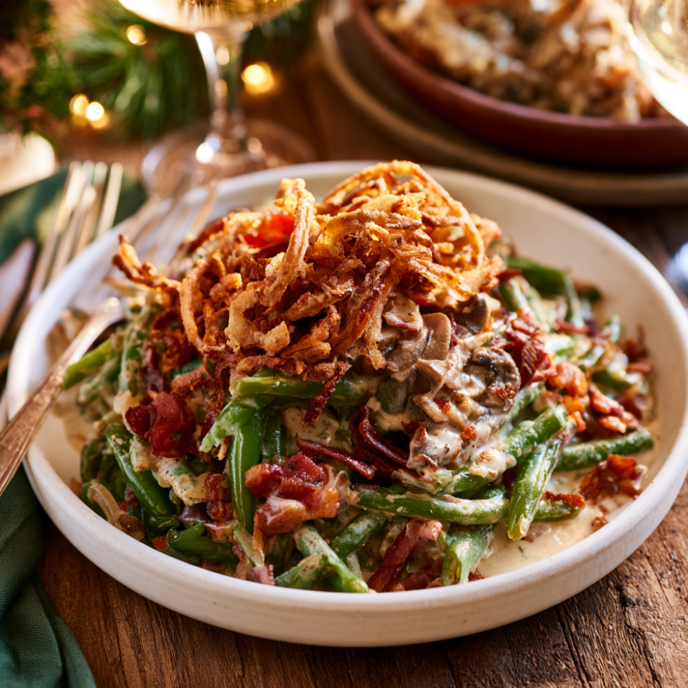 Crockpot Green Bean Casserole-plated