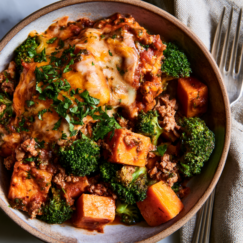Crockpot Ground Turkey, Sweet Potato & Broccoli Casserole-plated