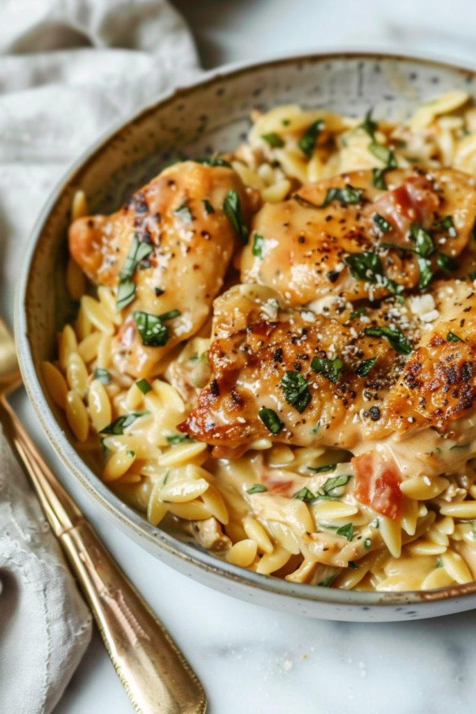 Crockpot Marry Me Chicken-orzo