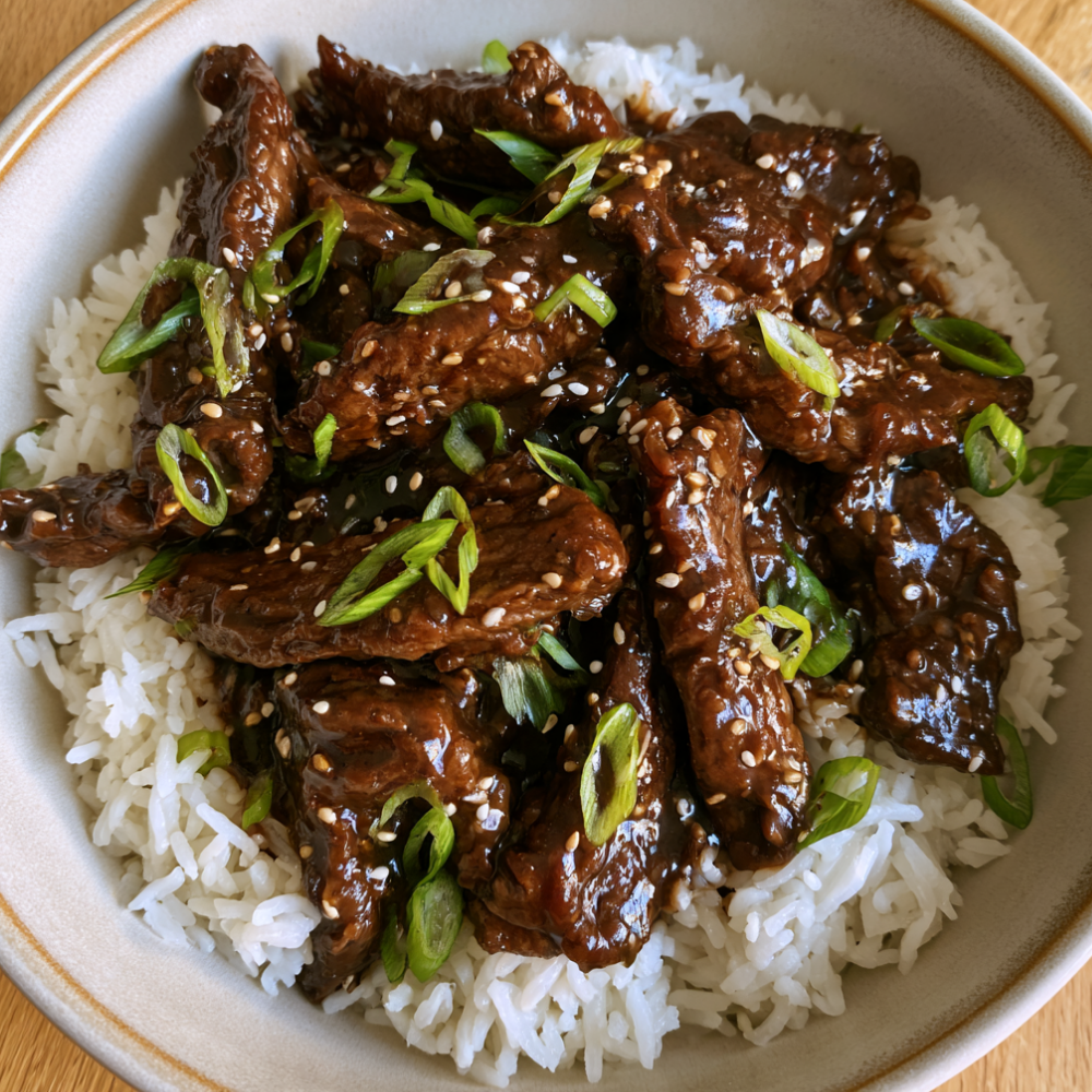 Crockpot Mongolian Beef Recipe - Served over rice