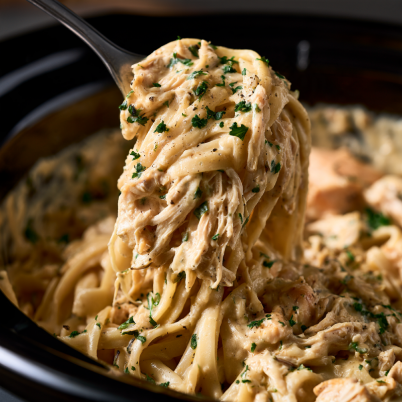 Crockpot Olive Garden Chicken Pasta-Closeup