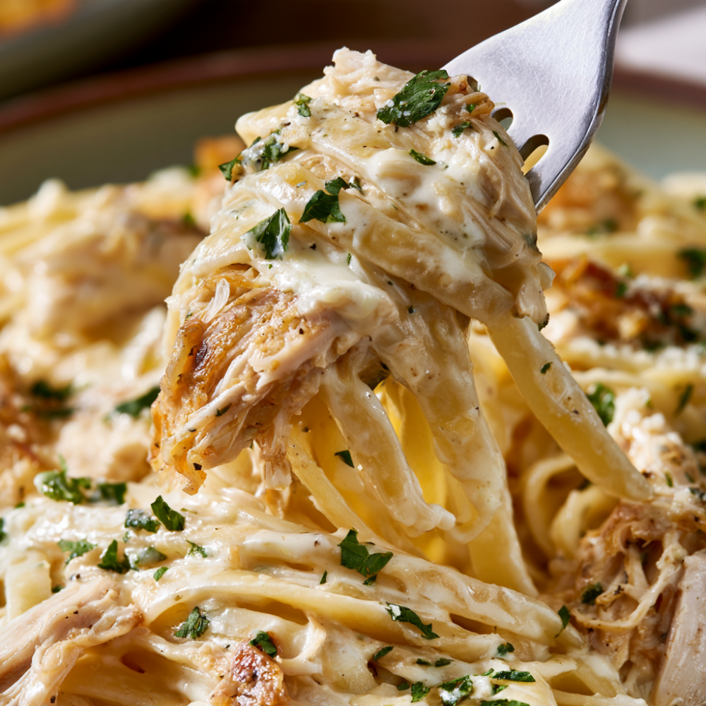 Crockpot Olive Garden Chicken Pasta-Plated