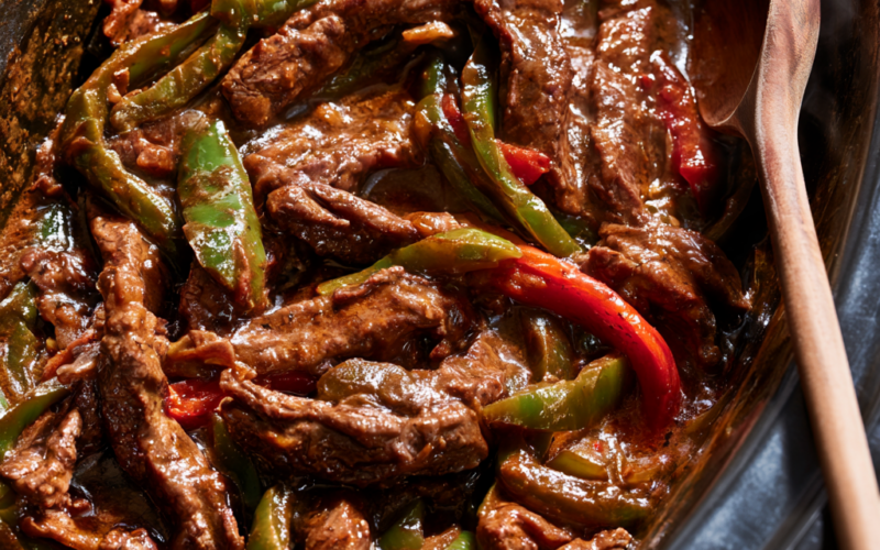 Crockpot Pepper Steak-slow cooker