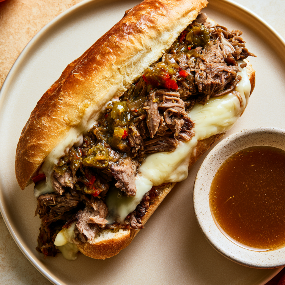 Crockpot Philly Cheesesteak Sandwich