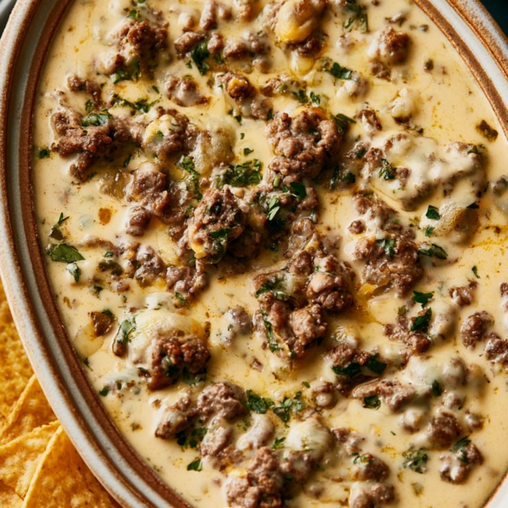 Crockpot Queso Dip-with ground beef