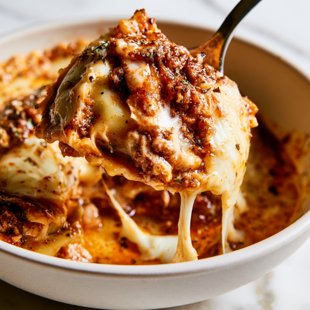 Crockpot Ravioli Lasagna-Closeup