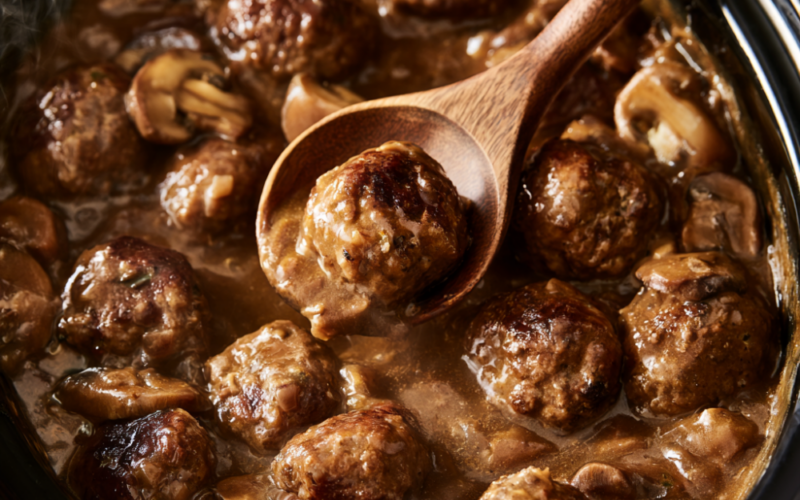 Crockpot Salisbury Meatballs